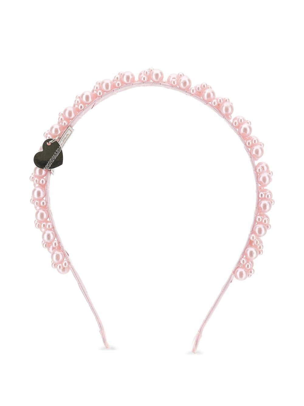 Cerchietto per bambina Monnalisa rosa con decorazione di perle - Rubino Kids