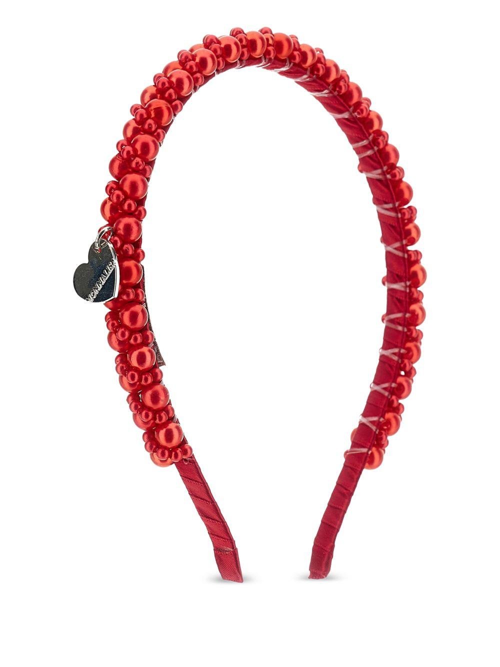 Cerchietto per bambina Monnalisa rosso con decorazione di perle - Rubino Kids