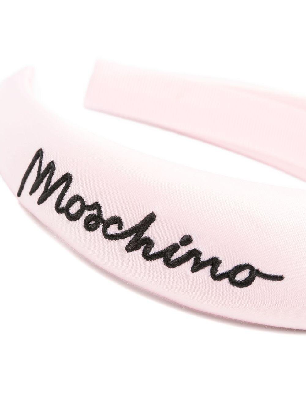 Cerchietto per bambina Moschino Kids rosa con logo ricamato - Rubino Kids