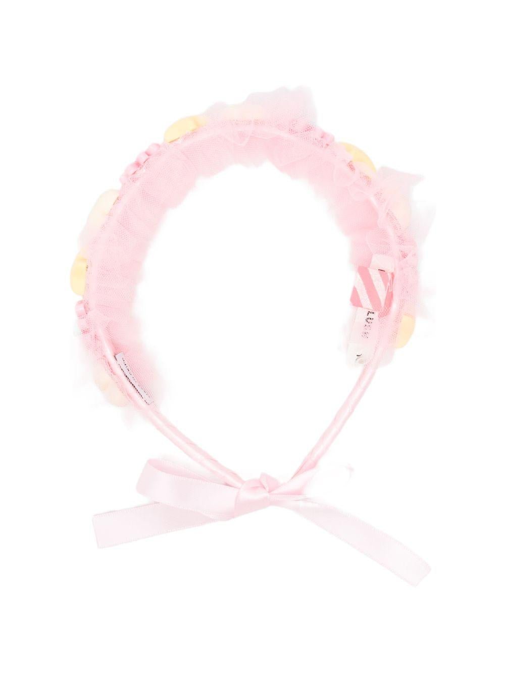 Cerchietto per capelli per bambina Billieblush rosa con applicazione fiori - Rubino Kids