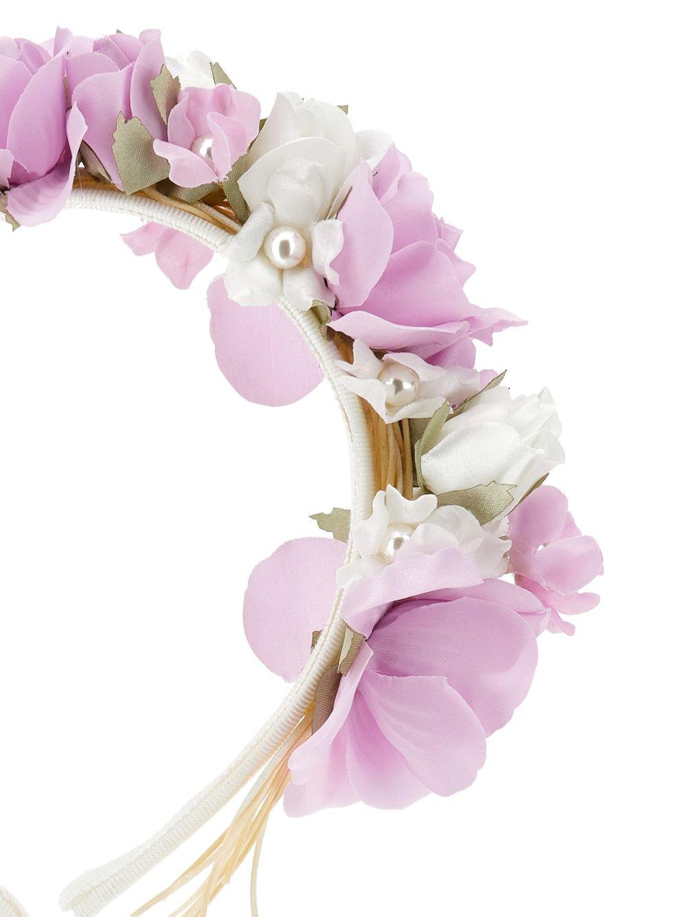 Cerchietto per capelli per bambina Monnalisa viola con applicazione fiori - Rubino Kids