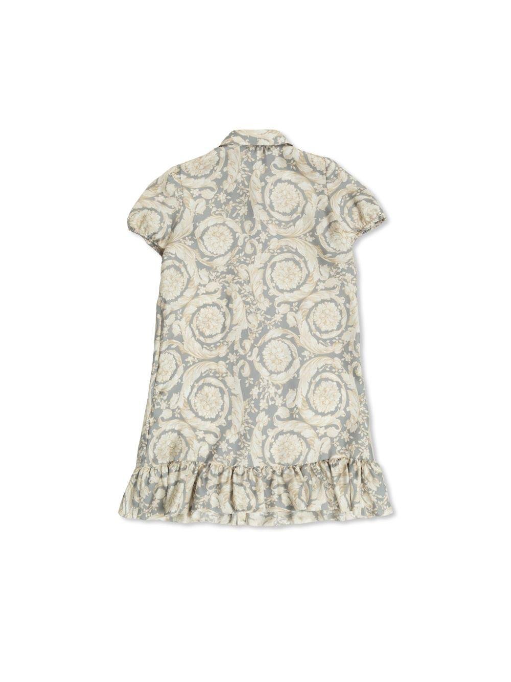 Chemisier per bambina Versace Kids grigio con stampa Barocco - Rubino Kids
