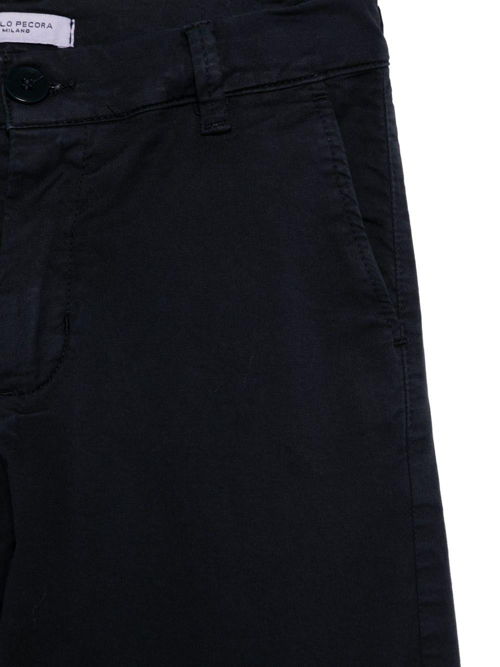 Chino dritti per bambino Paolo Pecora Kids blu con due tasche posteriori a filetto - Rubino Kids