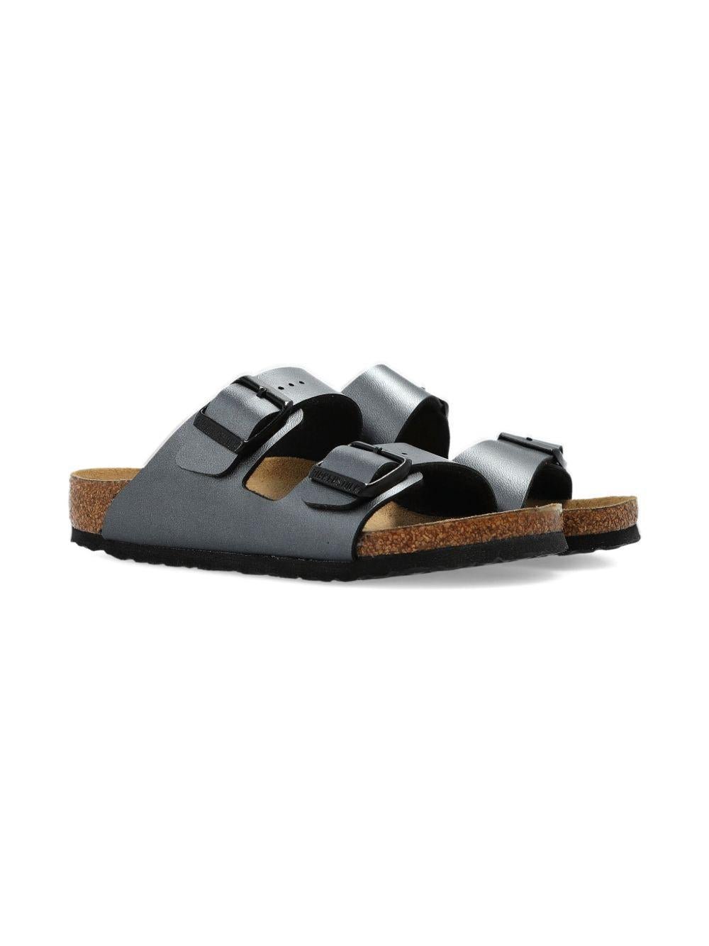 Ciabatte Arizona per bambini Birkenstock Kids grigio con doppia fibbia - Rubino Kids