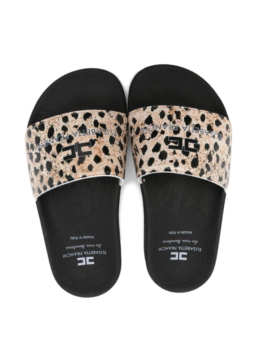 Ciabatte per bambina Elisabetta Franchi La Mia Bambina animalier con logo sul davanti - Rubino Kids