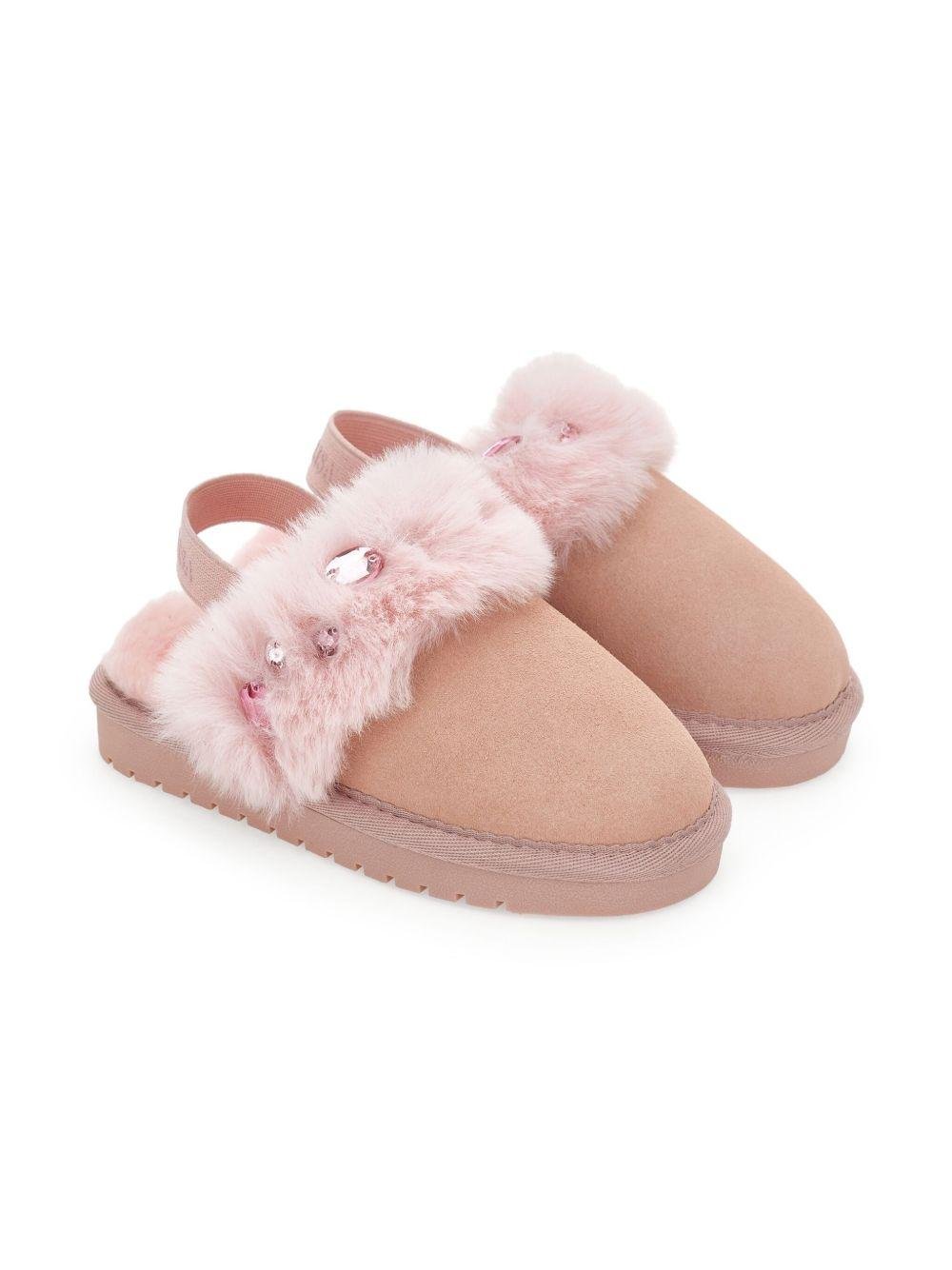 Ciabatte per bambina Monnalisa rosa con finitura in pelliccia sintetica - Rubino Kids