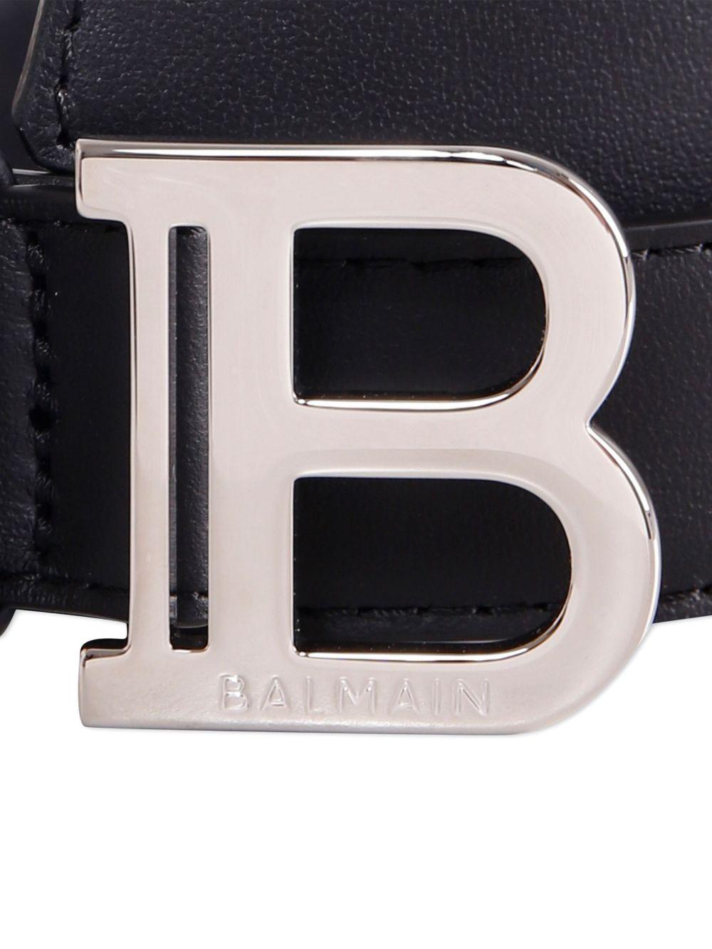 Cintura in pelle bambino Balmain Kids nera con placca logo - Rubino Kids