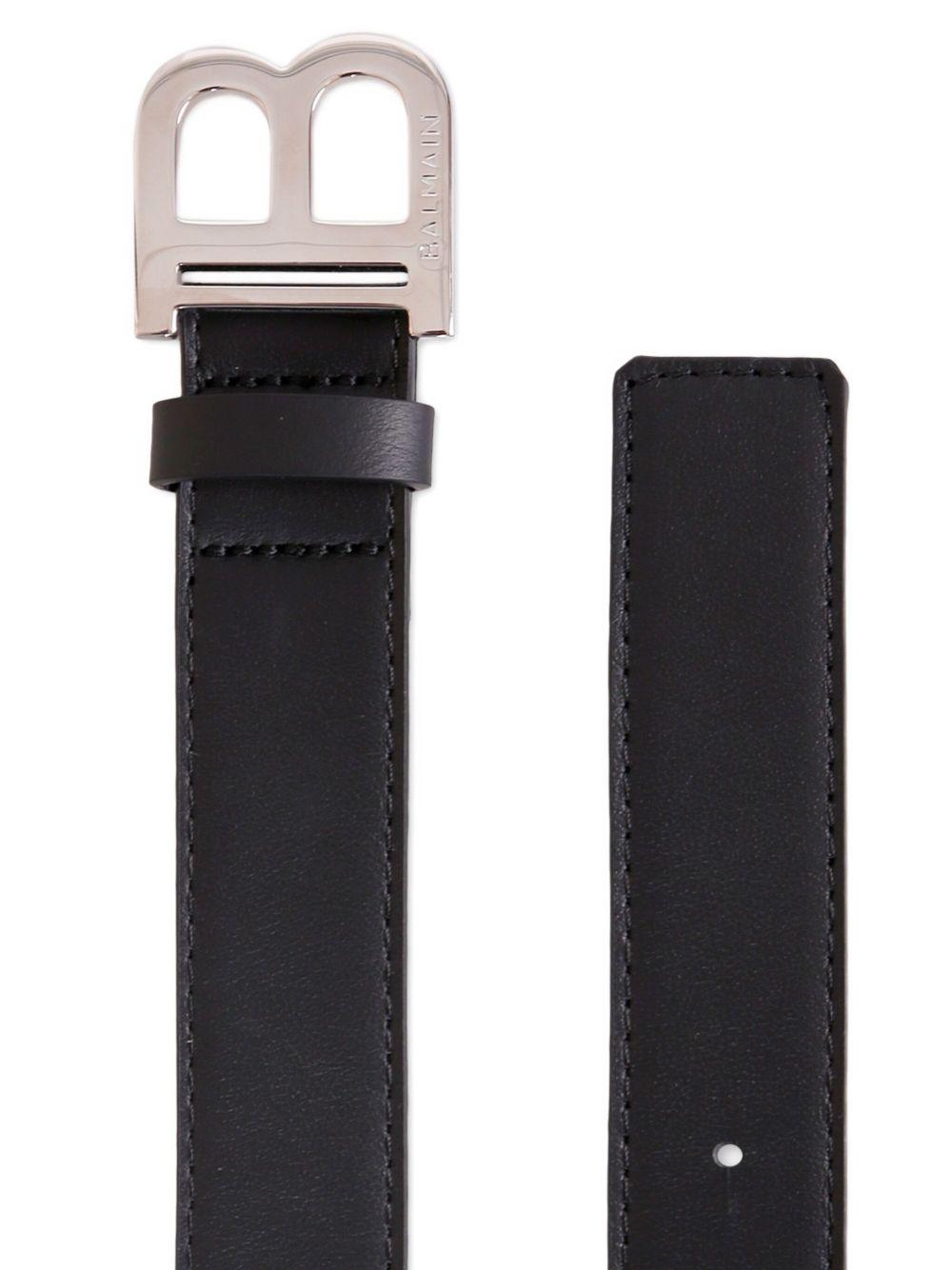 Cintura in pelle bambino Balmain Kids nera con placca logo - Rubino Kids