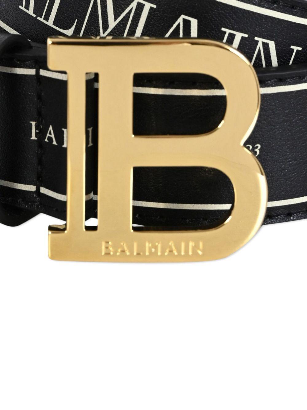 Cintura in pelle per bambini Balmain kids nera con fibbia con logo - Rubino Kids