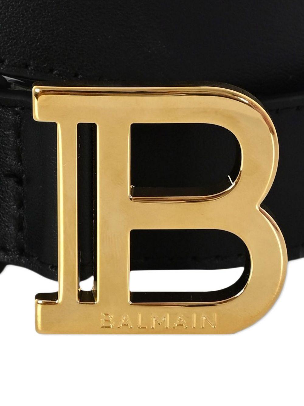 Cintura in pelle per bambini Balmain kids nera con fibbia con logo - Rubino Kids