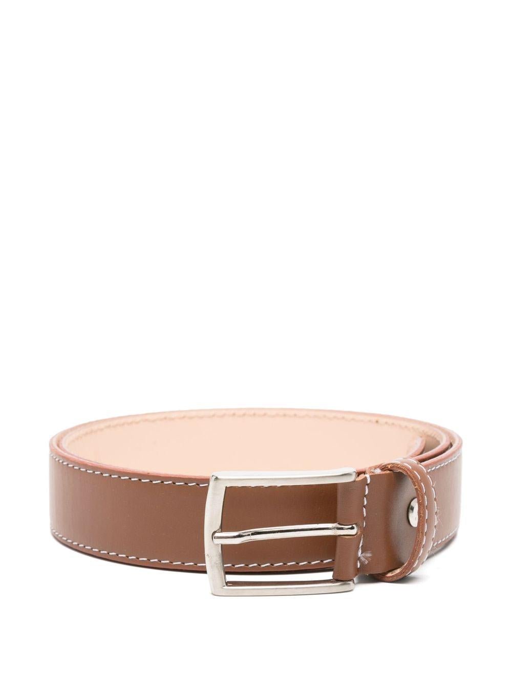 Cintura in pelle per bambino Colorichiari marrone con chiusura con fibbia e design a punta di diamante - Rubino Kids