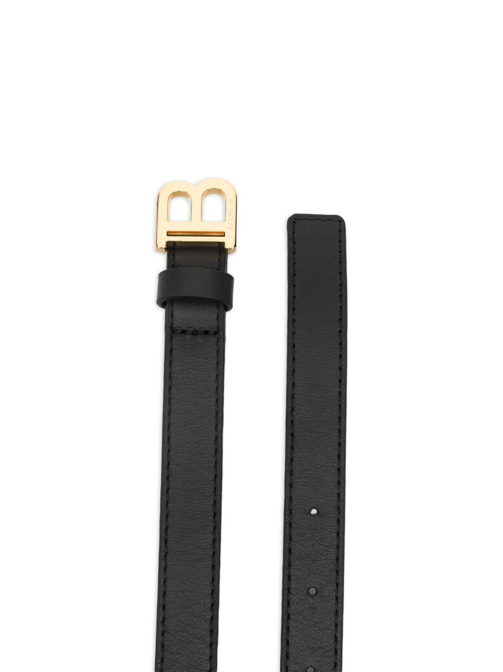 Cintura per bambina Balmain Kids nera con fibbia logo - Rubino Kids