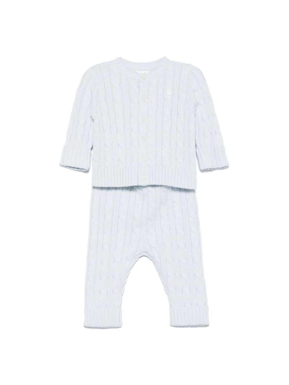 Completo cardigan e pantaloni per neonata Polo Ralph Lauren Kids azzurro con elstico in vita - Rubino Kids
