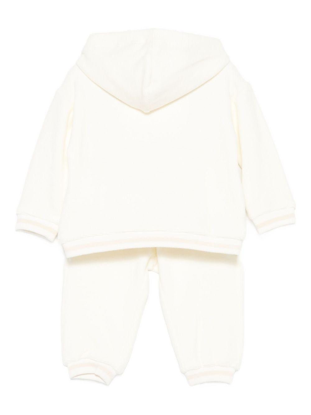 Completo felpa e pantaloni per neonati Moschino Kids bianca con ricamo orsetto - Rubino Kids