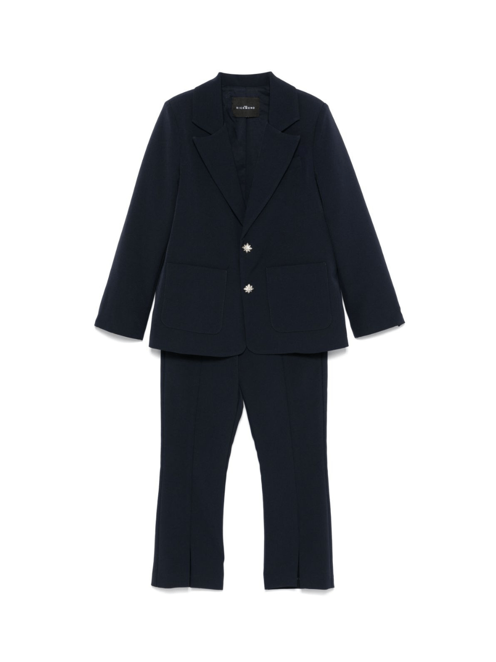 Completo per bambina John Richmond Junior blu monopetto con tasca a filetto sul petto - Rubino Kids