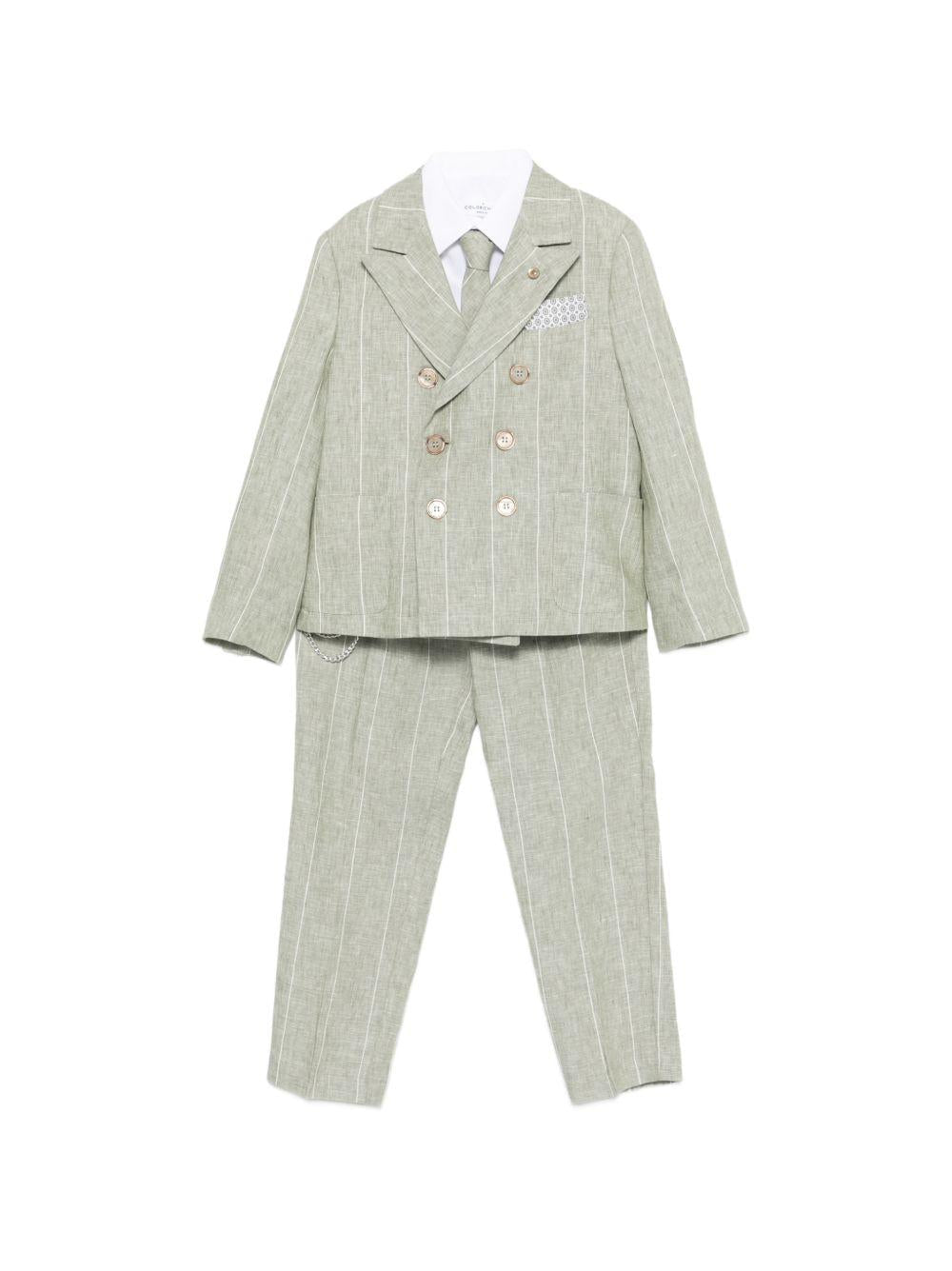 Completo per bambino Colorichiari verde con motivo gessato (5 pezzi) - Rubino Kids