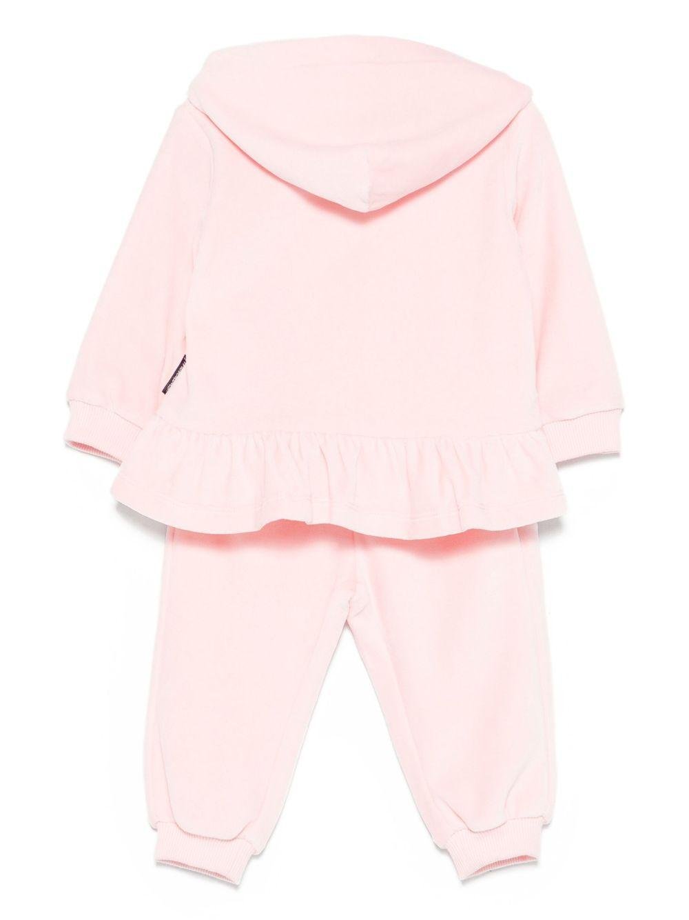 Completo per neonata Moschino Kids rosa con ruches - Rubino Kids