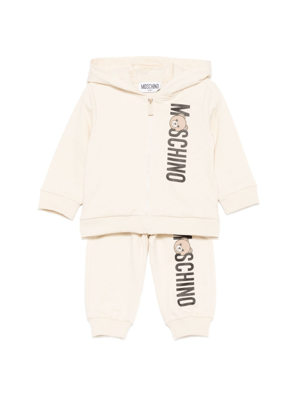 Completo per neonati Moschino Kids beige con logo stampato - Rubino Kids