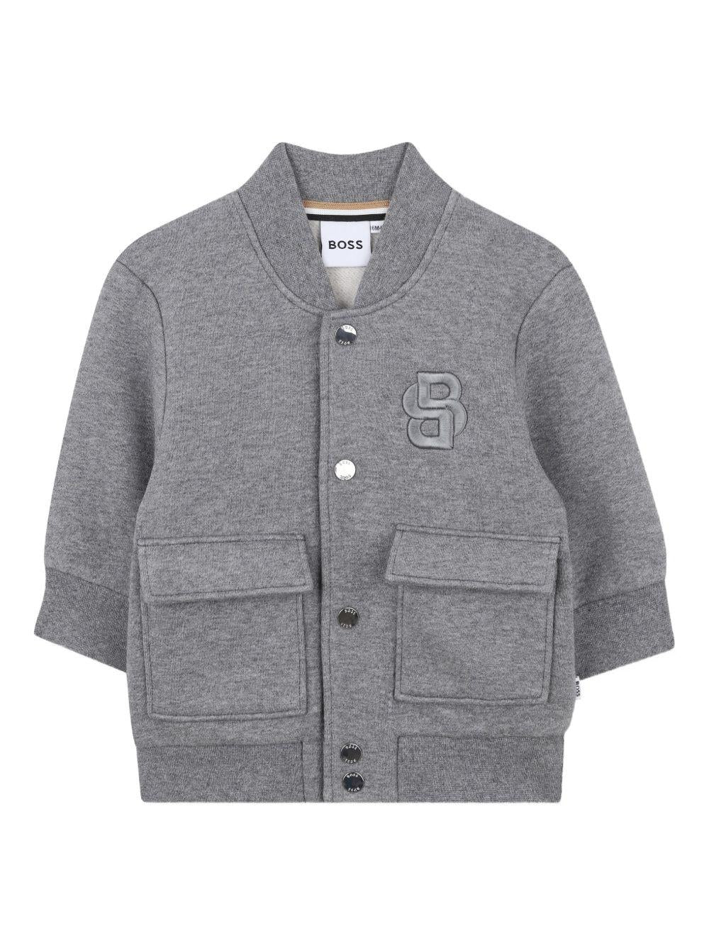 Completo per neonato Boss Kids grigio con applicazione logo - Rubino Kids