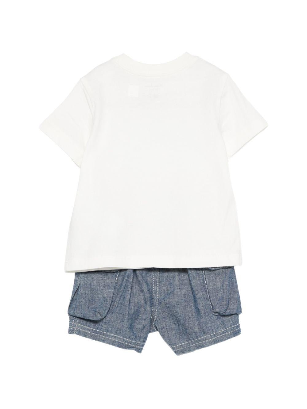 Completo per neonato Polo Ralph Lauren Kids bianco e blu con dettaglio logo - Rubino Kids