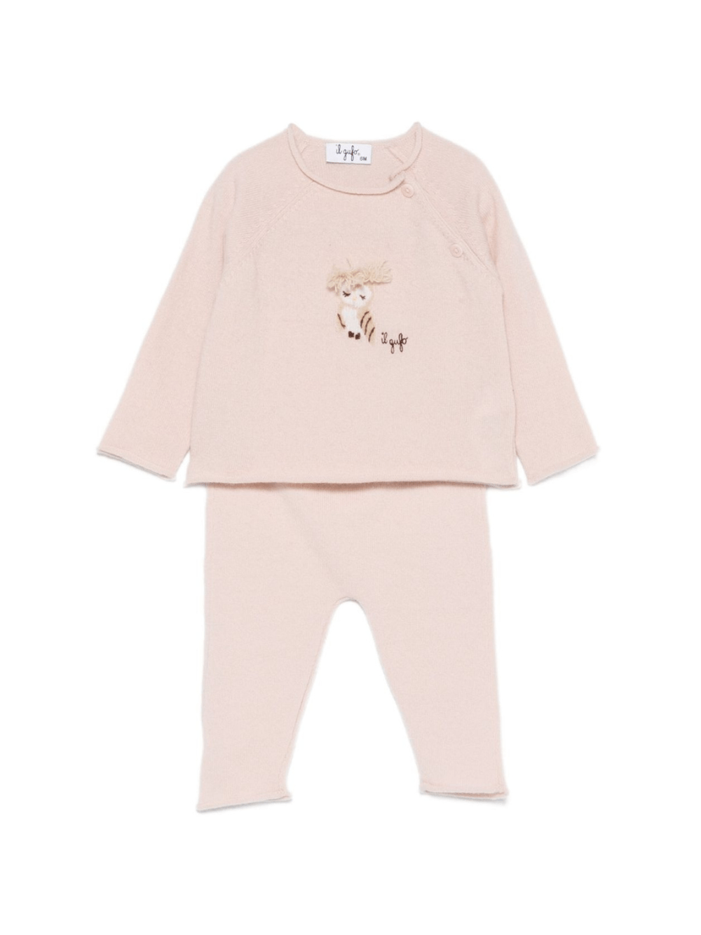 Completo t-shirt e pantaloni per neonati Il Gufo beige con motivo gufo - Rubino Kids