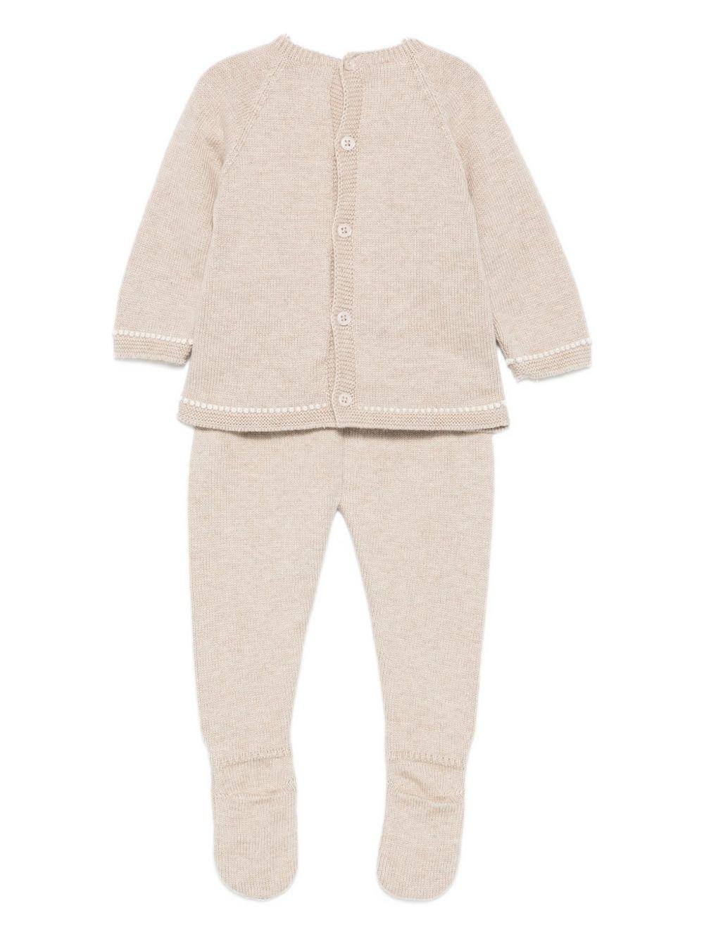 Completo t-shirt e pantaloni per neonati Paz Rodriguez beige con bottoni - Rubino Kids
