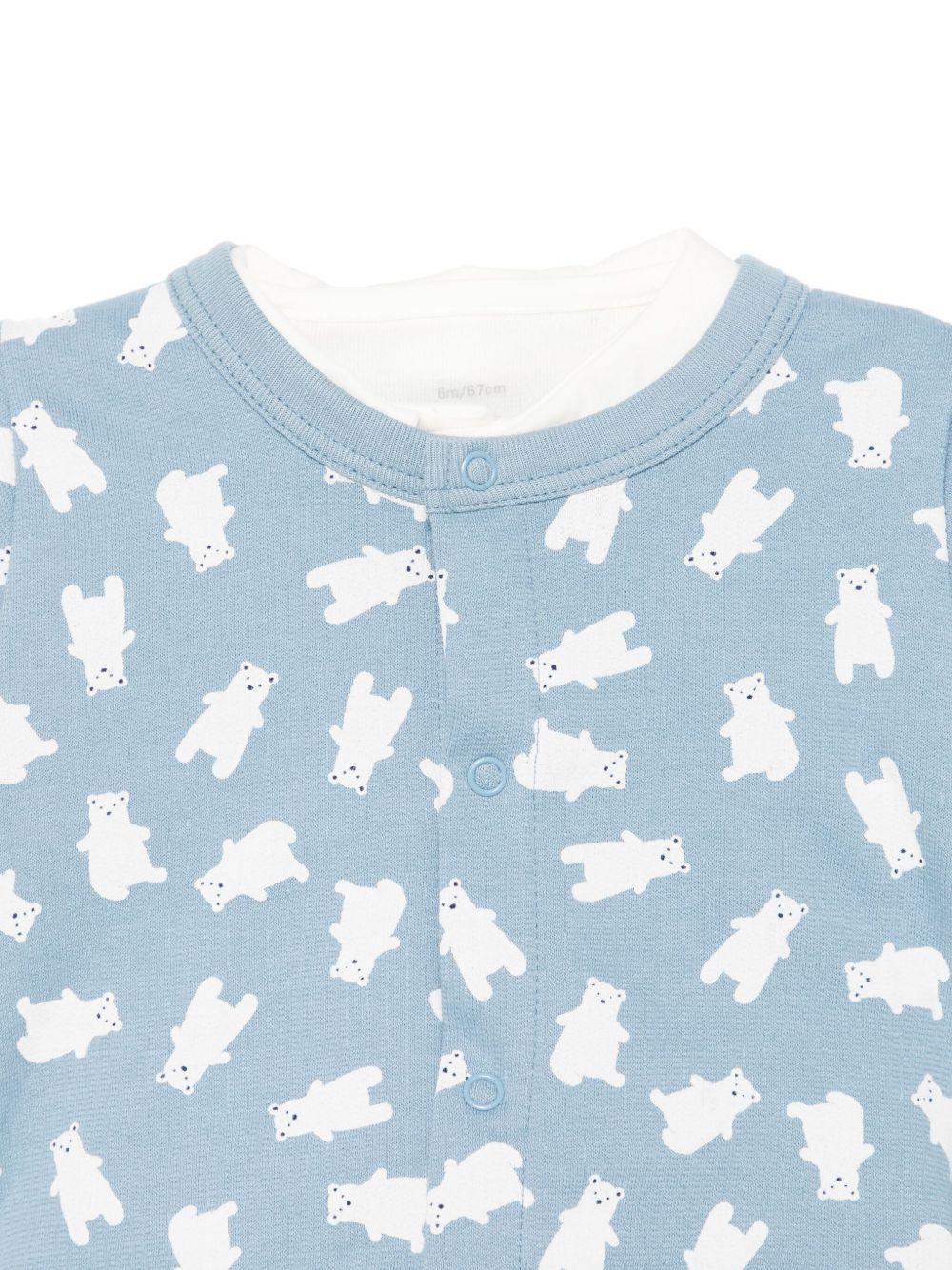 Completo t-shirt e pantaloni per neonato Petit Bateau azzurro con stampa orso - Rubino Kids