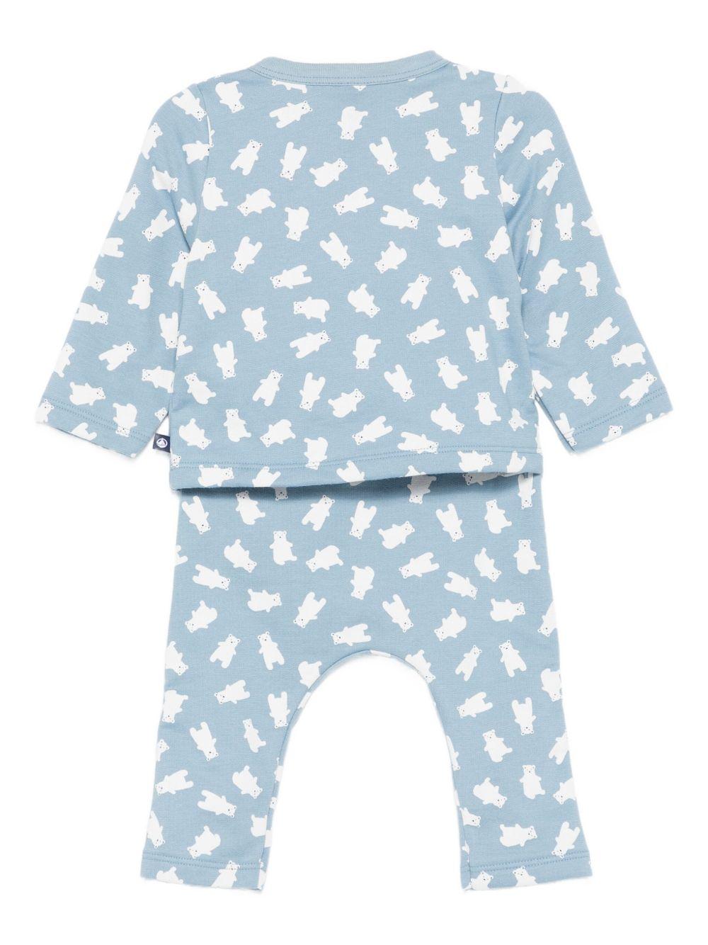 Completo t-shirt e pantaloni per neonato Petit Bateau azzurro con stampa orso - Rubino Kids