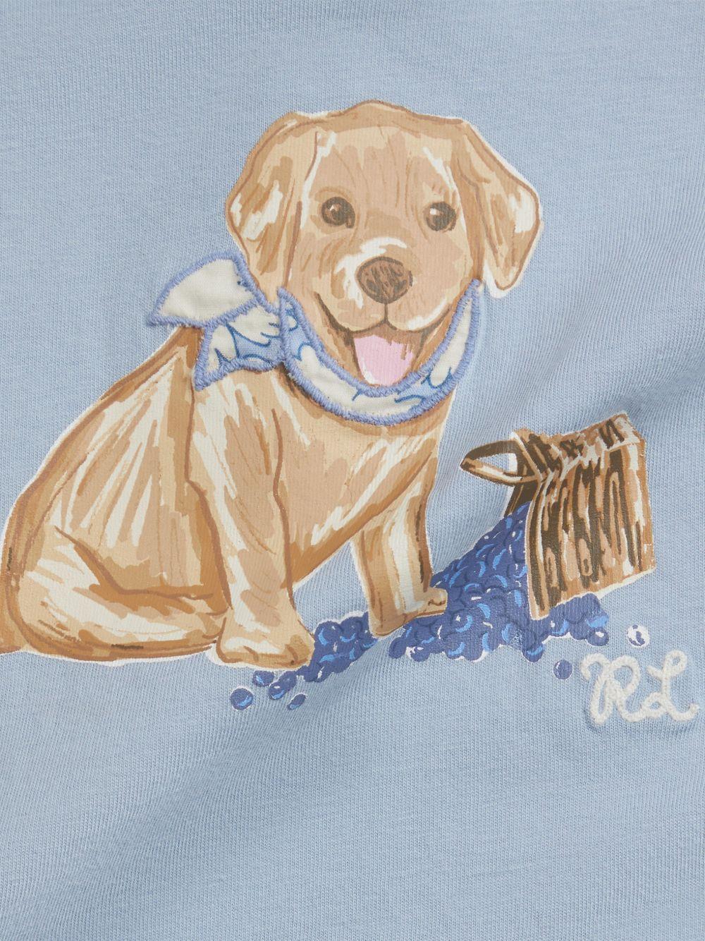 Completo t-shirt e shorts per neonato Polo Ralph Lauren Kids blu con stampa cagnolino sul davanti - Rubino Kids
