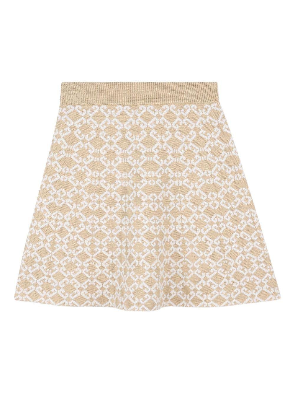 Completo top e gonna per bambina Givenchy Kids beige con motivo intarsiato - Rubino Kids