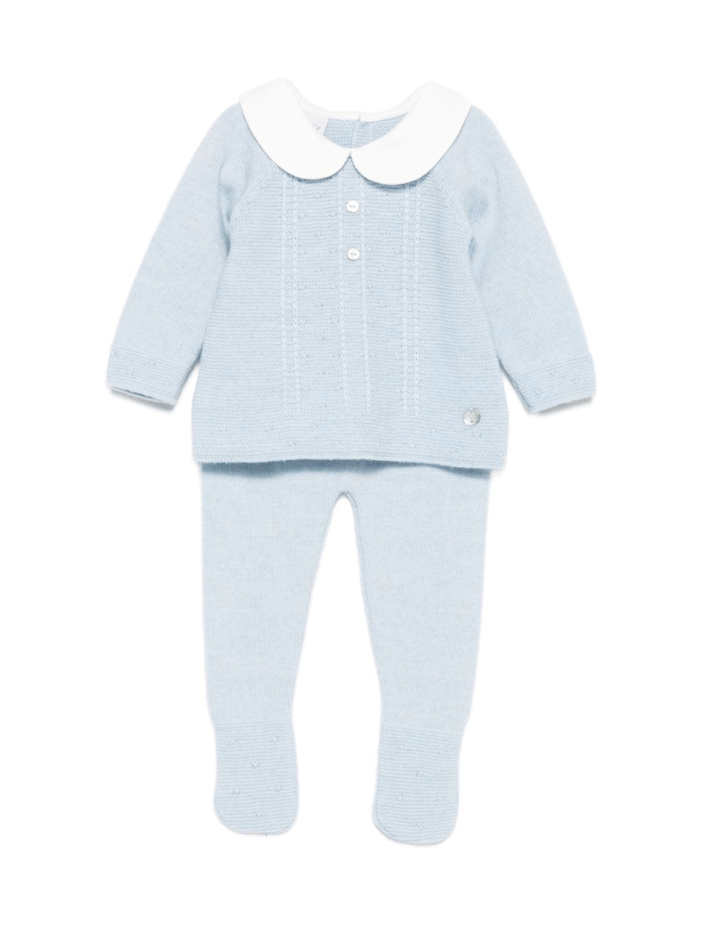Completo top e pantaloni per neonato Paz Rodrìguez azzurro con colletto alla Peter Pan - Rubino Kids