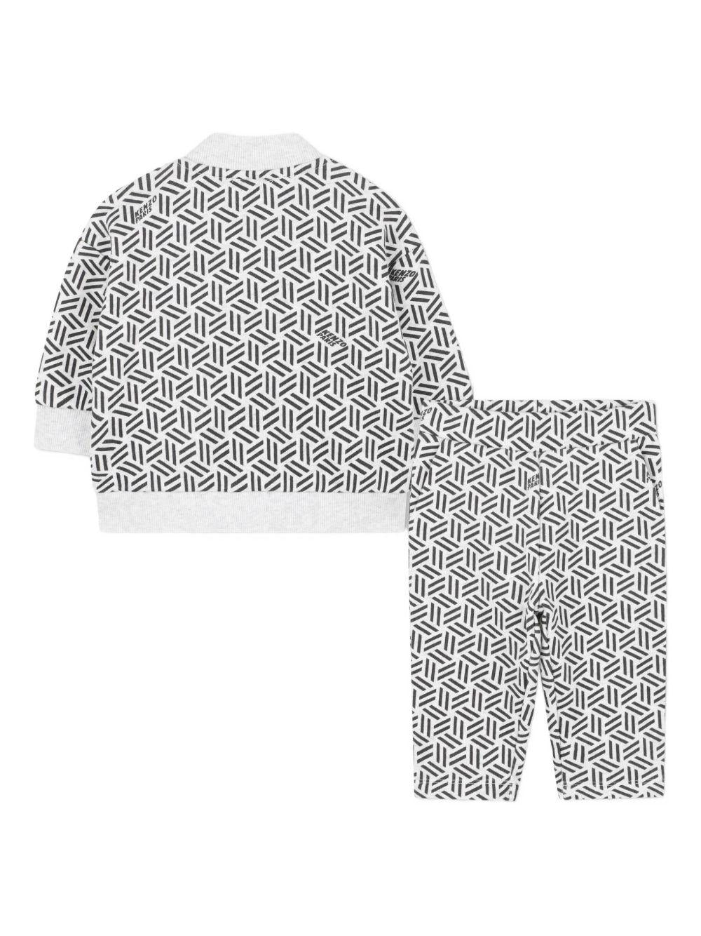 Completo tuta sportiva per neonato Kenzo Kids grigio con motivo con ricamo geometrico - Rubino Kids