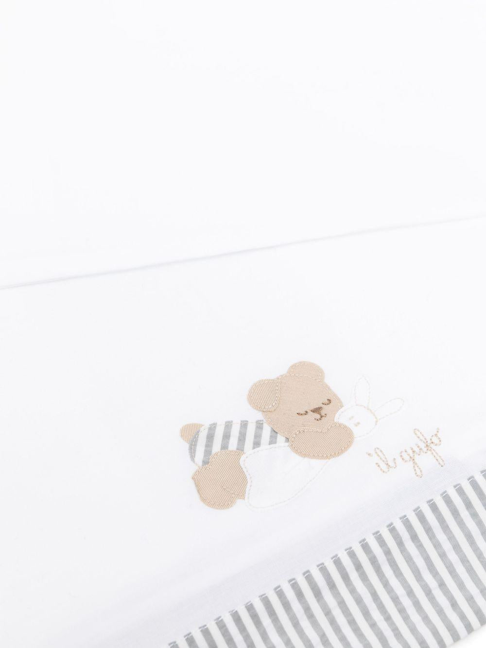 Coperta con orli a righe per neonato Il Gufo bianco con bordo a righe - Rubino Kids