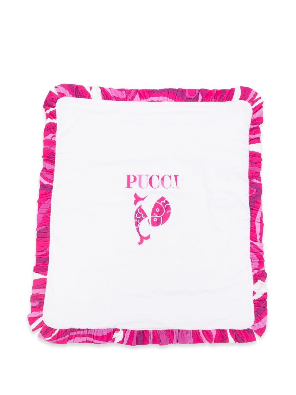 Coperta per neonata Emilio Pucci Junior multicolor con ruches - Rubino Kids