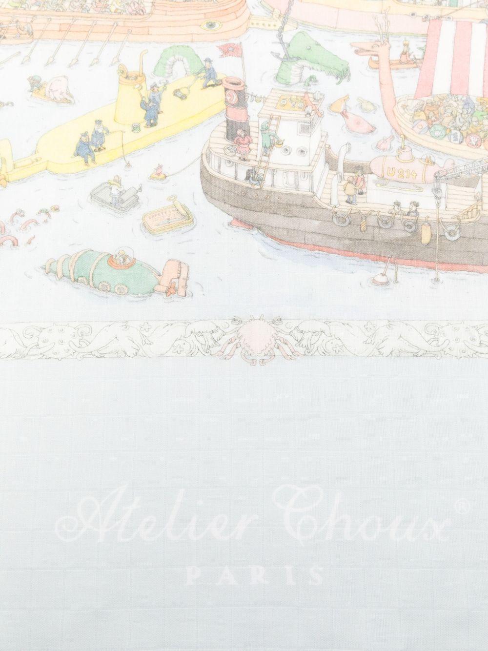 Coperta per neonati Atelier Choux azzurro con stampa grafica - Rubino Kids