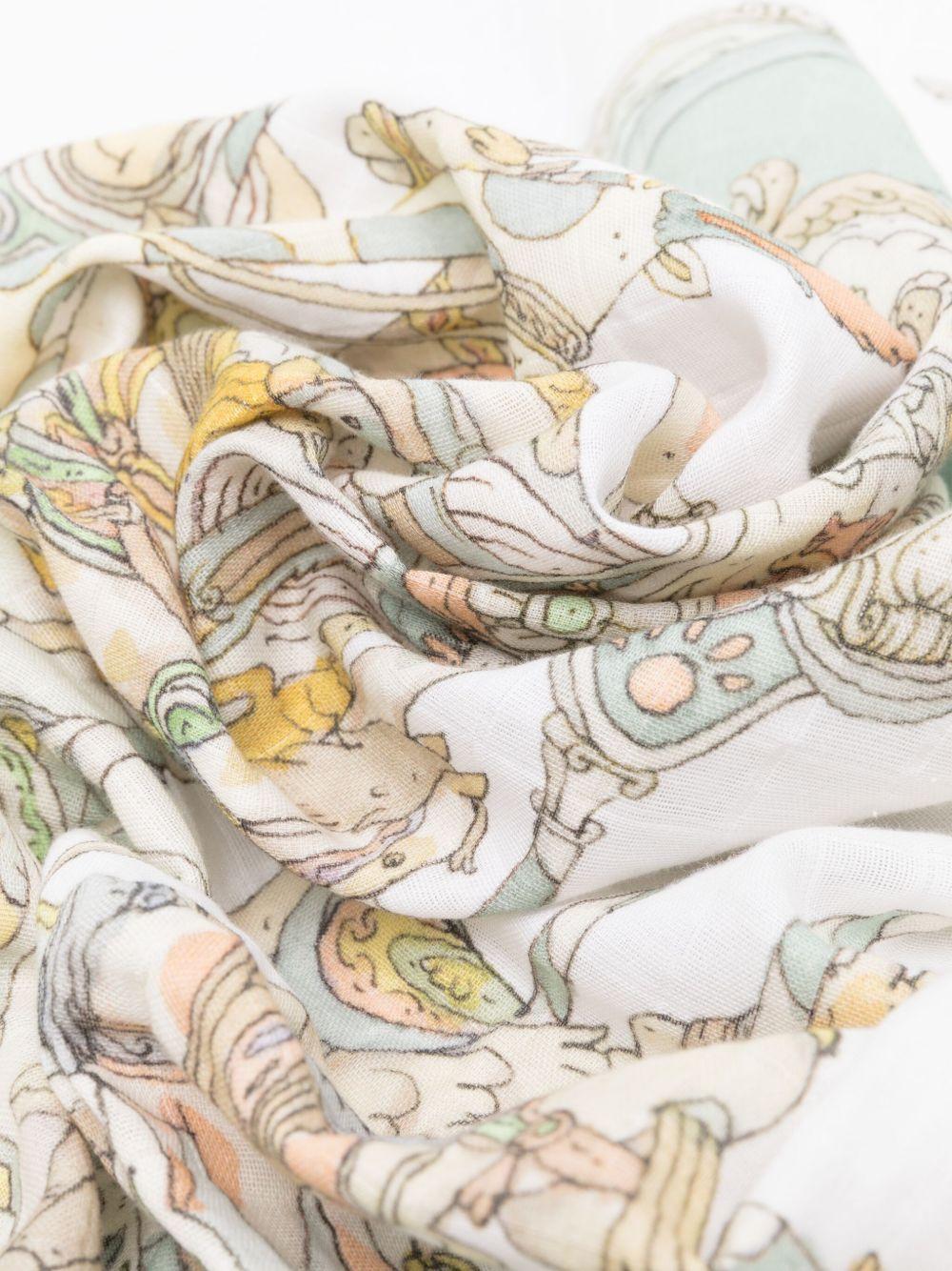 Coperta per neonati Atelier Chuox bianca con stampa Carousel - Rubino Kids