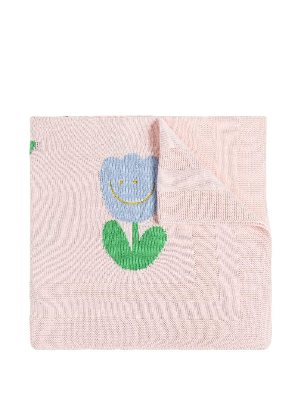 Coperta per neonati Stella McCartney Kids rosa con ricamo a fiori - Rubino Kids