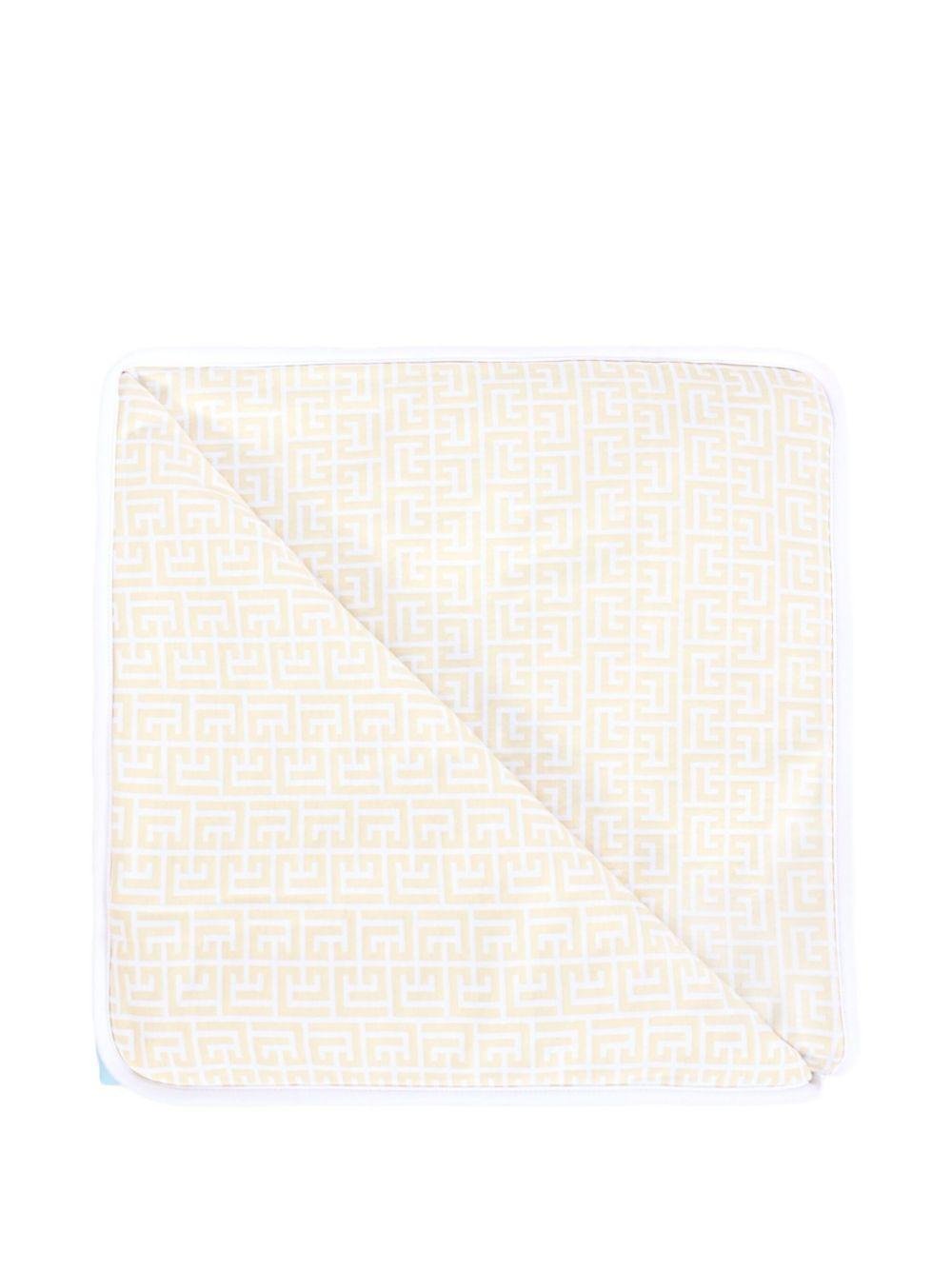 Coperta per neonato Balmain Kids azzurra con logo ricamato e forma quadrata - Rubino Kids