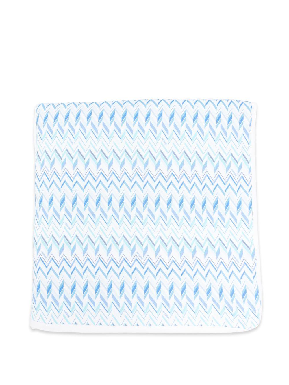 Coperta per neonato Missoni Kids blu con motivo a zig - zag - Rubino Kids