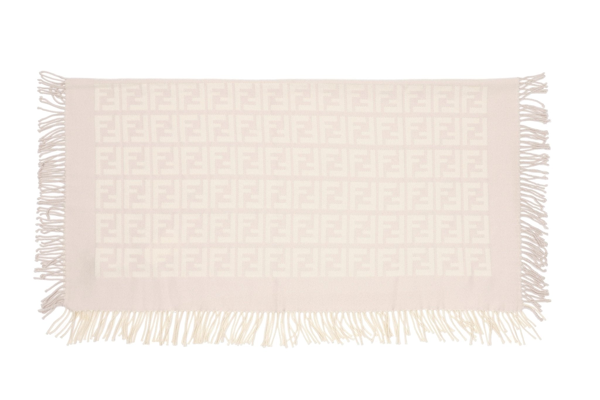 Copertina con monogramma per neonato Fendi Kids beige con bordi con frange - Rubino Kids