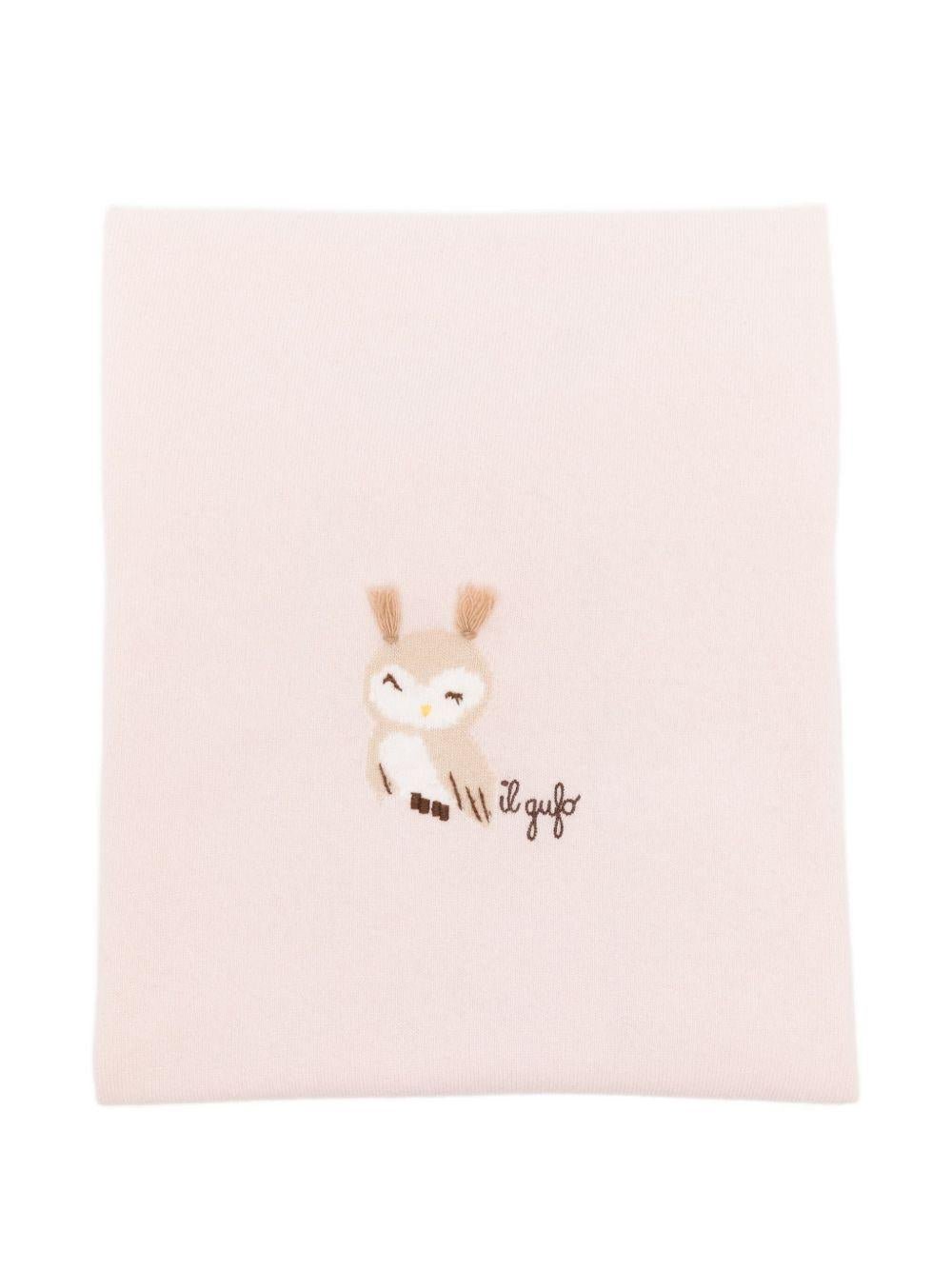Copertina da culla per neonata Il Gufo rosa con ricamo Gufo - Rubino Kids