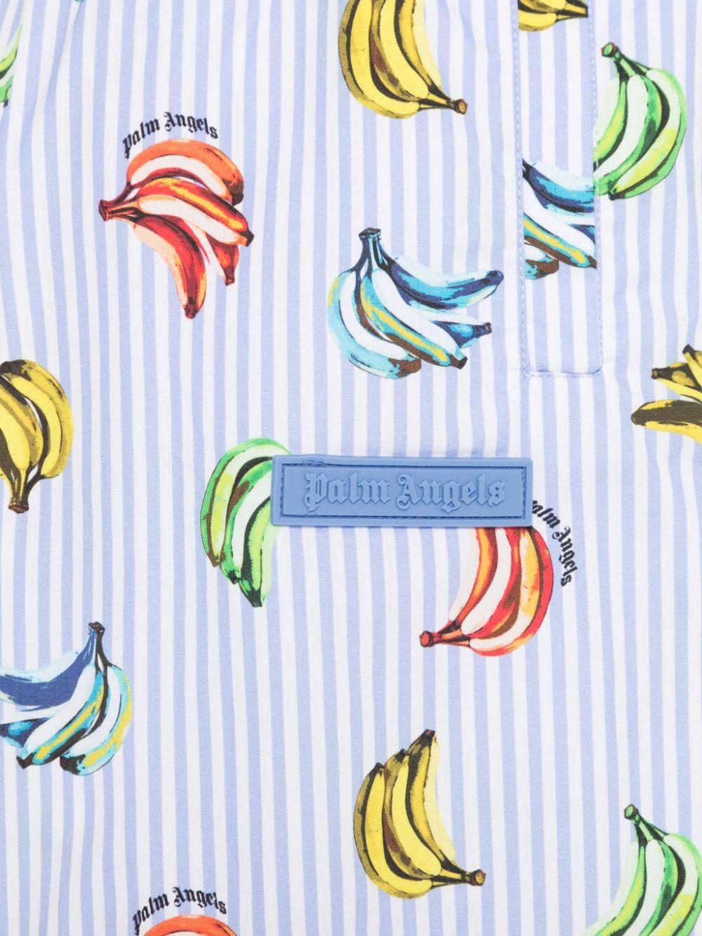 Costume con stampa banana per bambino Palm Angels Kids azzurro con motivo gessato - Rubino Kids