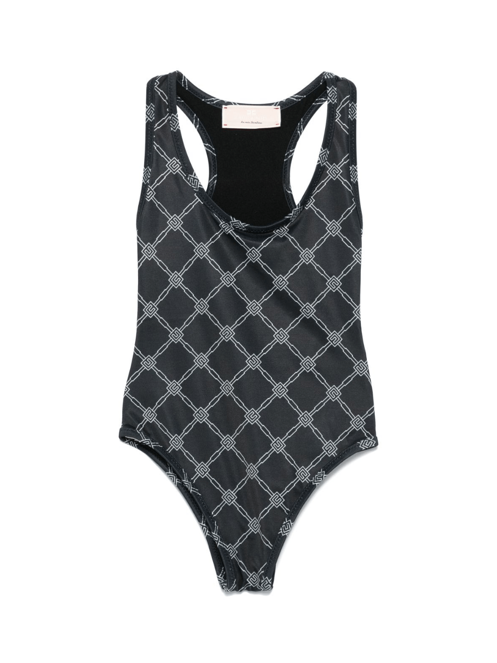 Costume da bagno con stampa per bambina Elisabetta Franchi La Mia Bambina nero con scollo rotondo - Rubino Kids