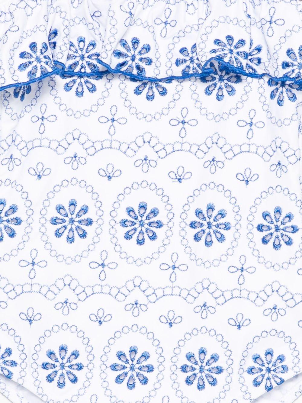 Costume da bagno intero per bambina MC2 Saint Barth Kids bianco ricamato con volant - Rubino Kids