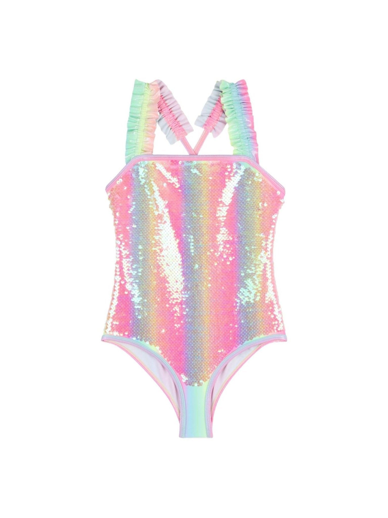 Costume da bagno per bambina Billieblush rosa con paillettes - Rubino Kids