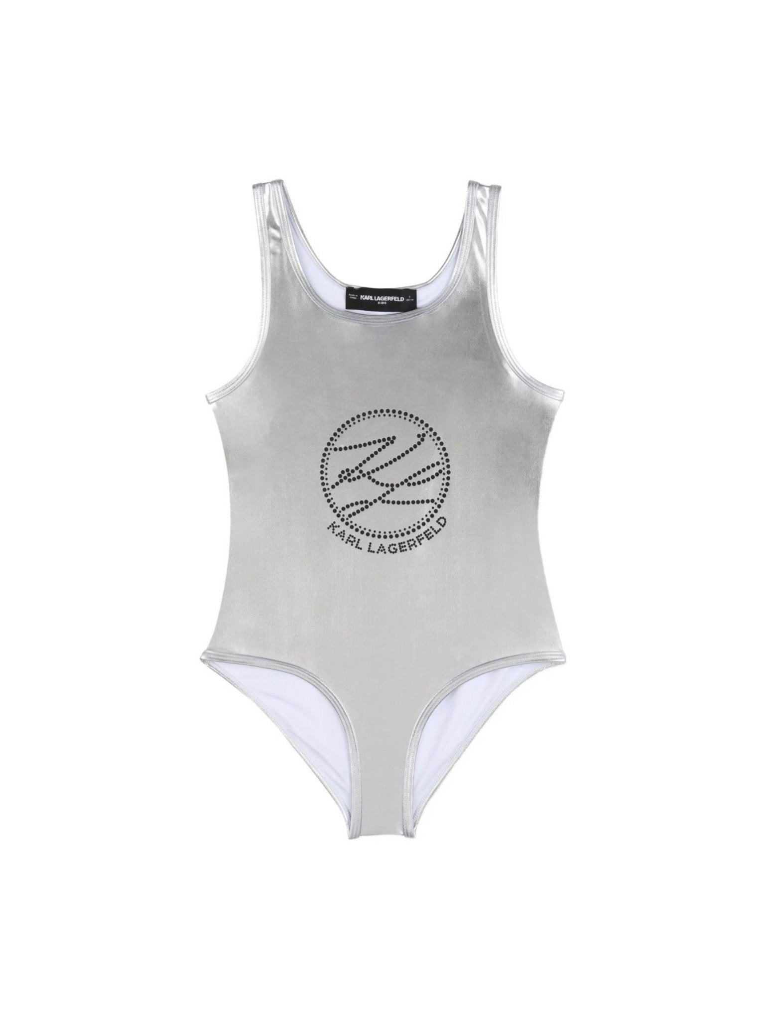 Costume da bagno per bambina Karl Lagerfeld Kids argento con decorazione - Rubino Kids