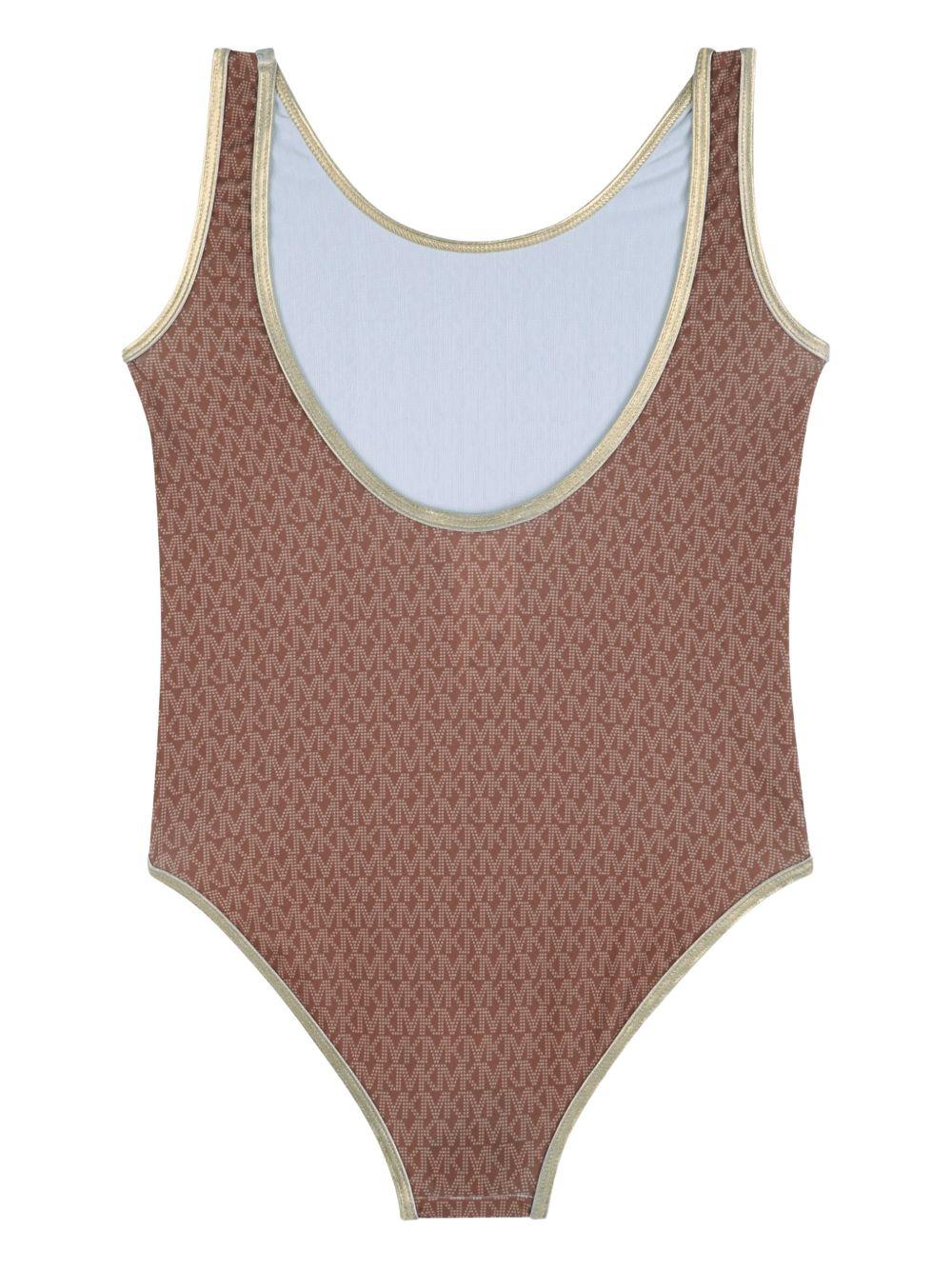 Costume da bagno per bambina Michael Kors Kids marrone con logo all - over - Rubino Kids