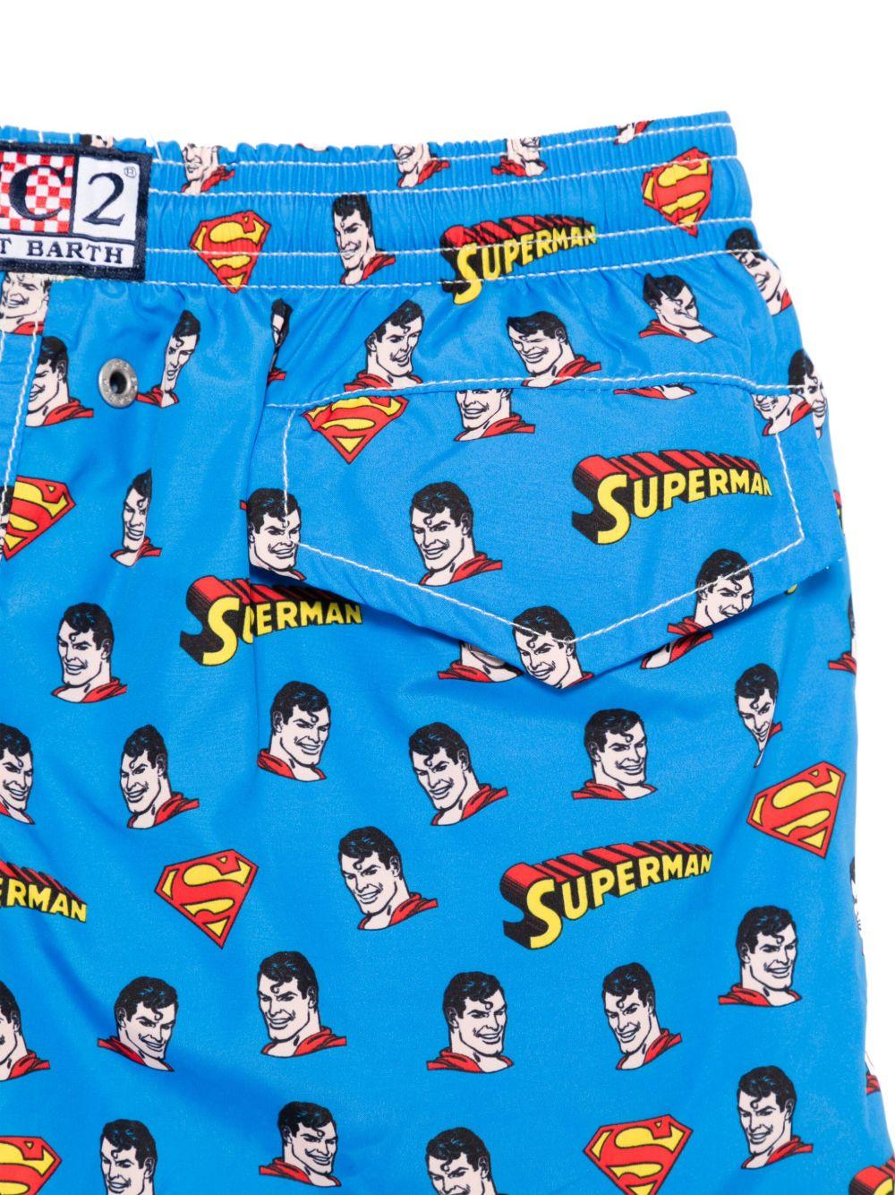 Costume da bagno per bambino MC2 Saint Barth Kids blu con stampa Superman - Rubino Kids