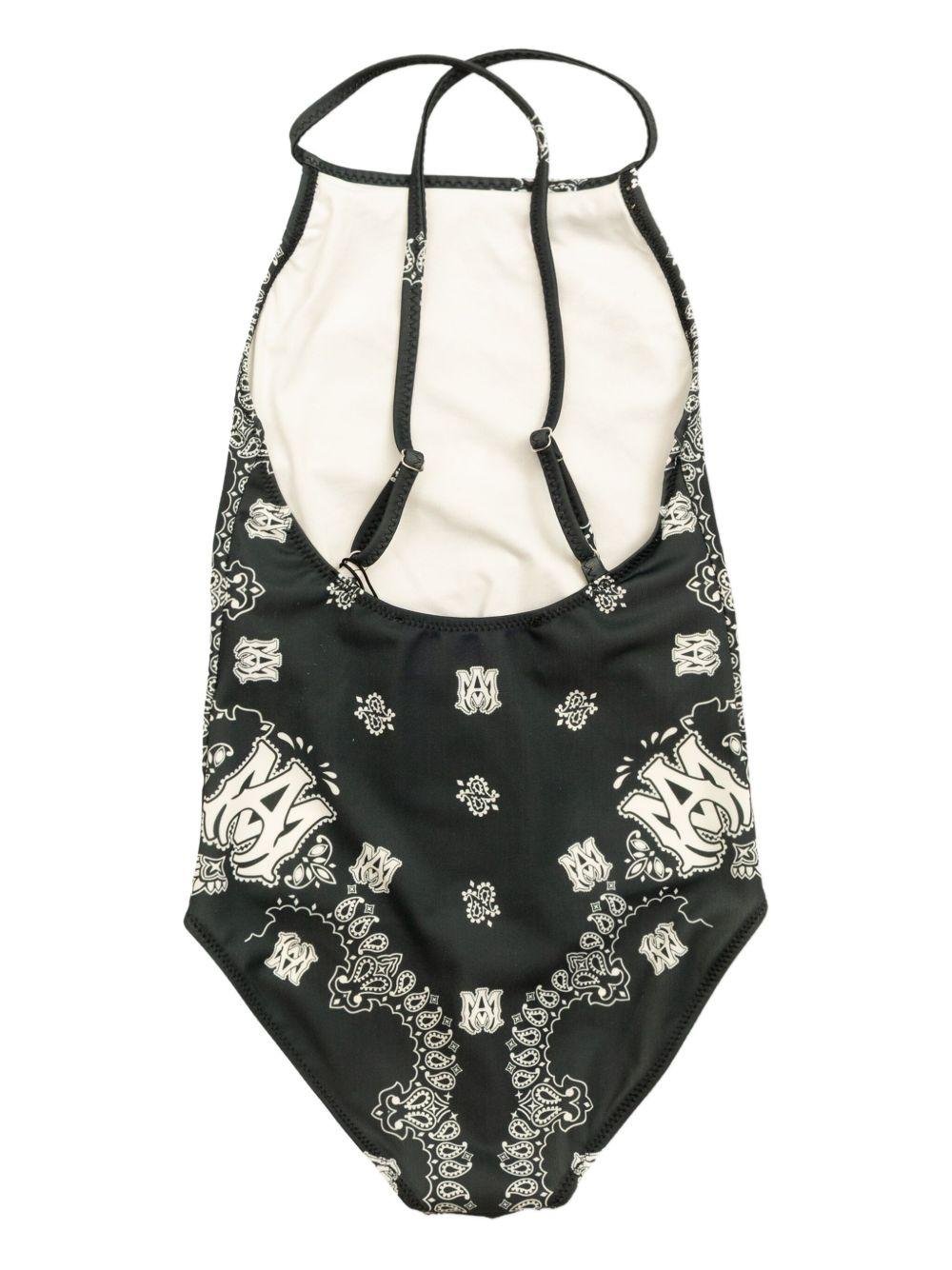 Costume intero per bambina Amiri Kids verde con stampa Paisley - Rubino Kids