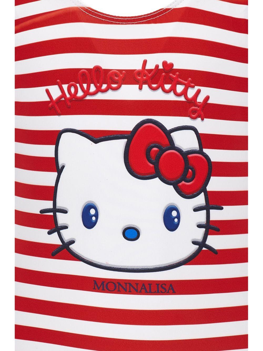Costume intero per bambina Monnalisa x Sanrio Hello Kitty bianco e rosso a righe - Rubino Kids